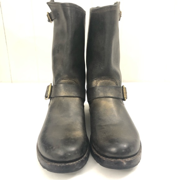 FRYE/COACH Sz 9 Antique Finish Leather Engineer Boots - Picture 4 of 16
